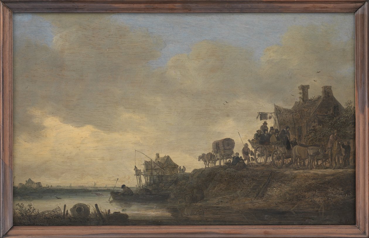 Flodscene med "Svanen" Tavern af Jan Josefsz van Goyen