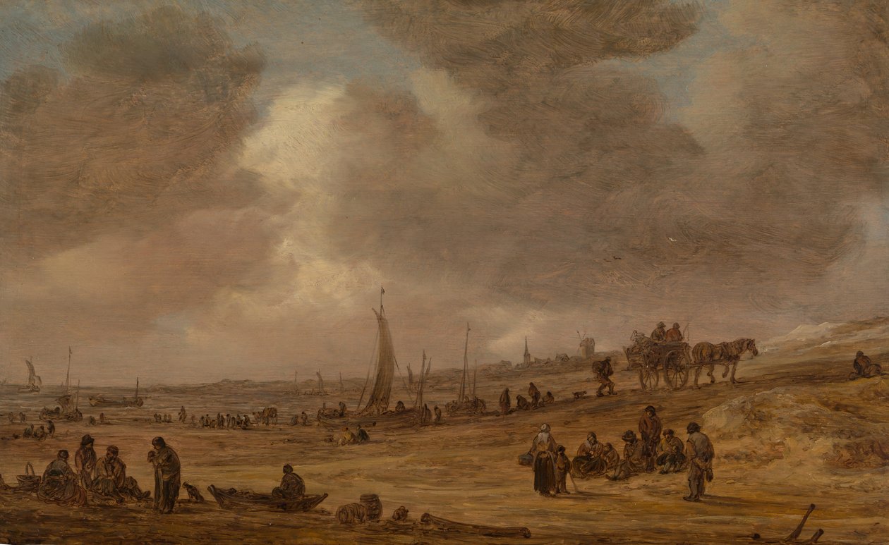 En strand med fiskerbåde, sandsynligvis 1653. af Jan Josephsz van Goyen