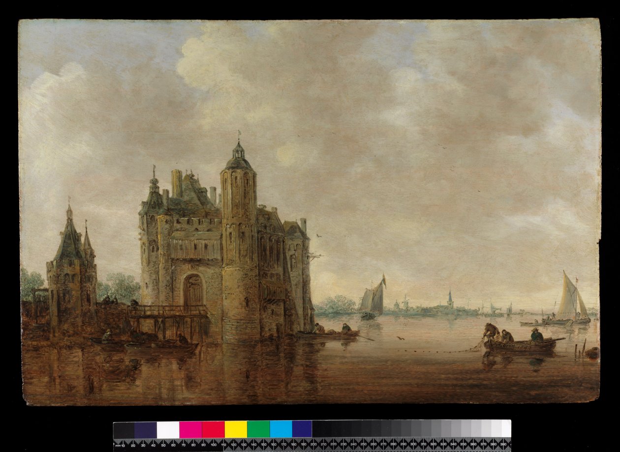 En vandport ved en flodmunding, 1644 af Jan Josephsz van Goyen