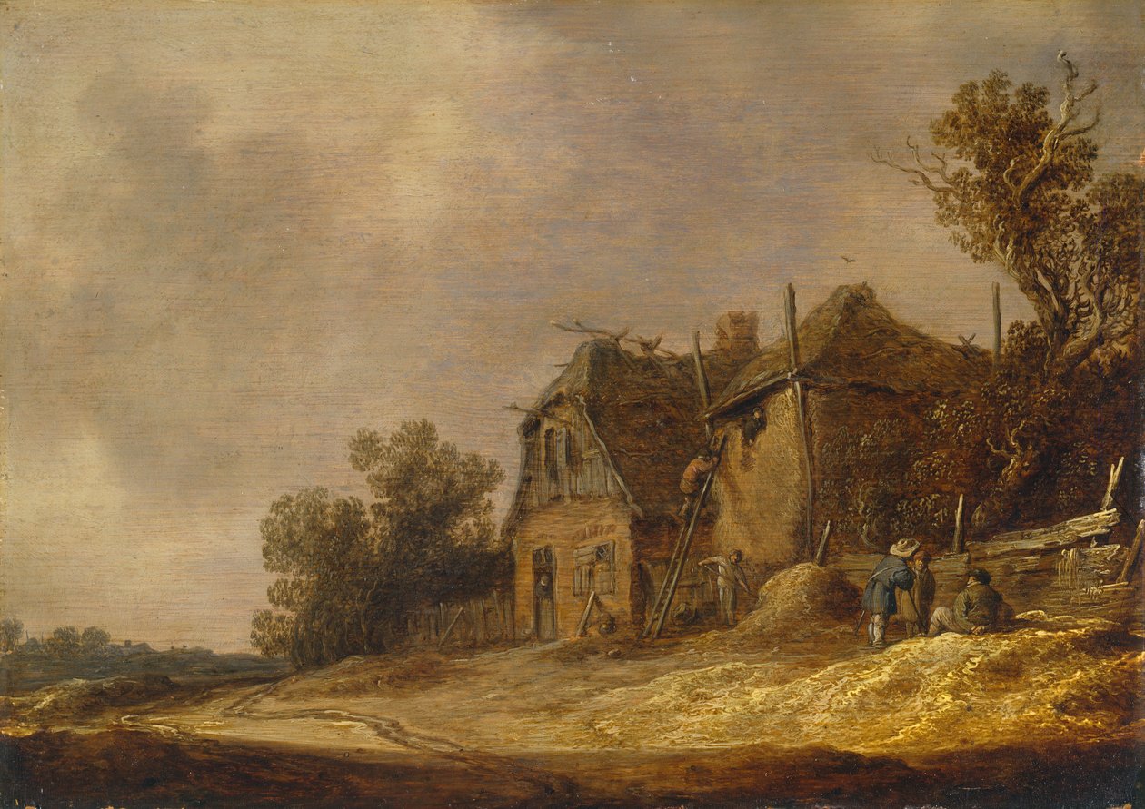 Landskab med et sommerhus og en lade af Jan Josephsz van Goyen