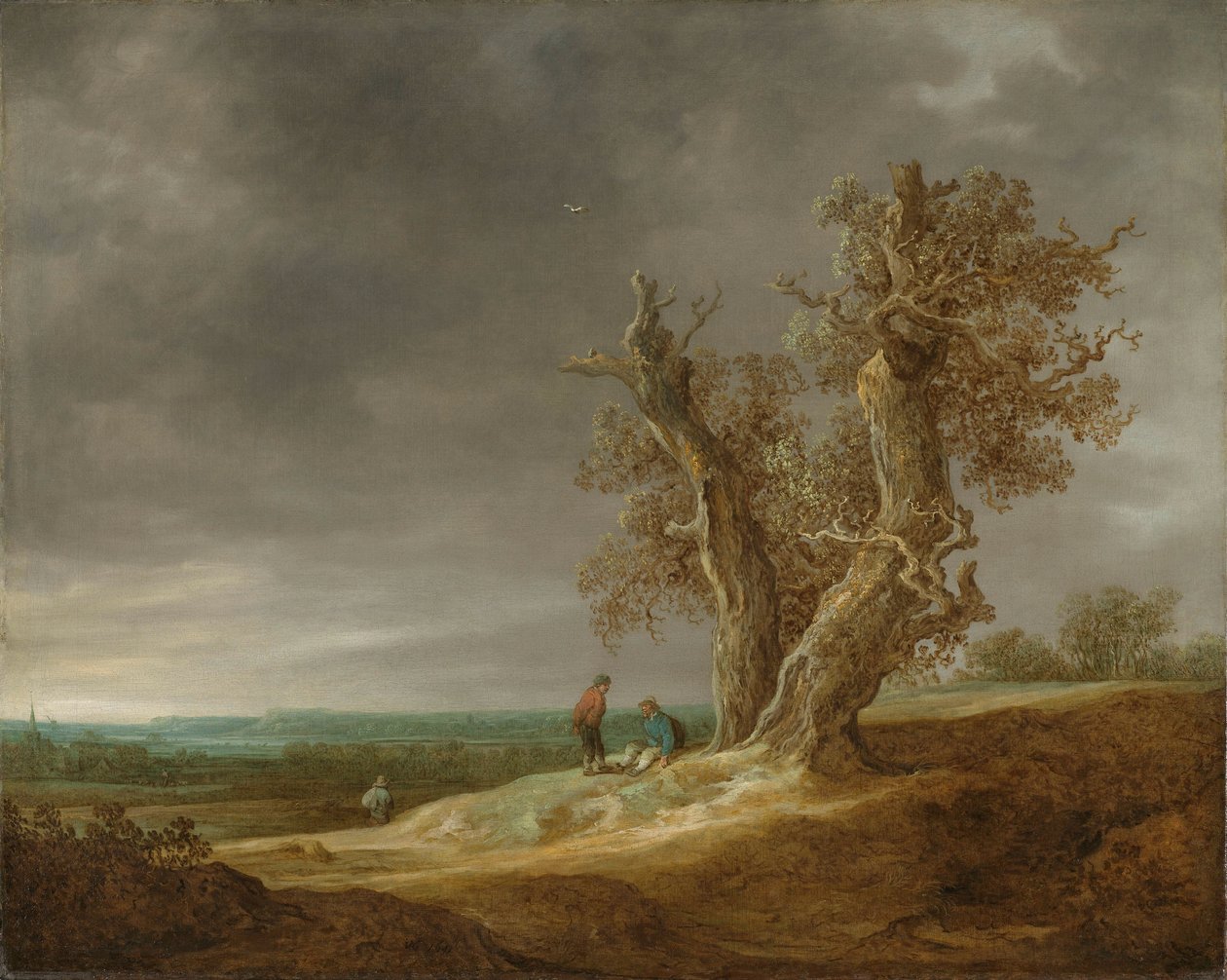 Landskab med to ege af Jan Josephsz van Goyen