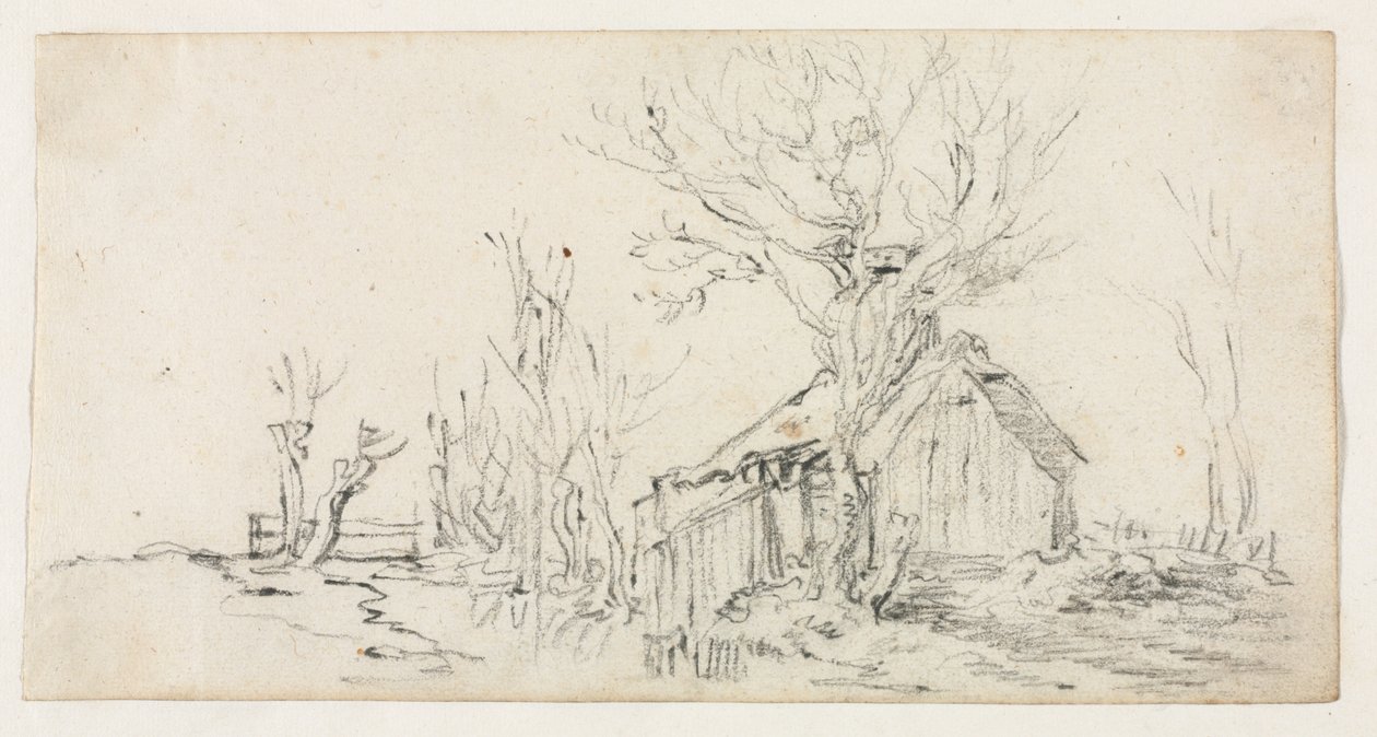 Skitse af landskab med sommerhus, ca. 1630. af Jan Josephsz van Goyen