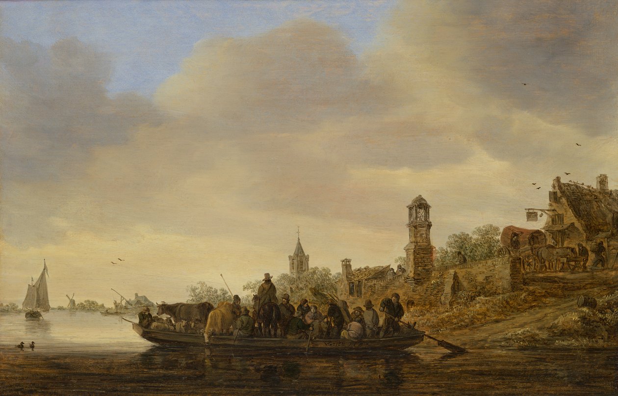 Færgen (olie på panel) af Jan Josephsz van Goyen