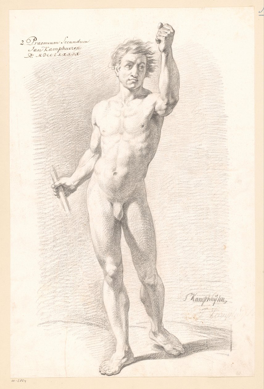 Stående nøgen mand, set forfra (2. præmie 1789) af Jan Kamphuijsen