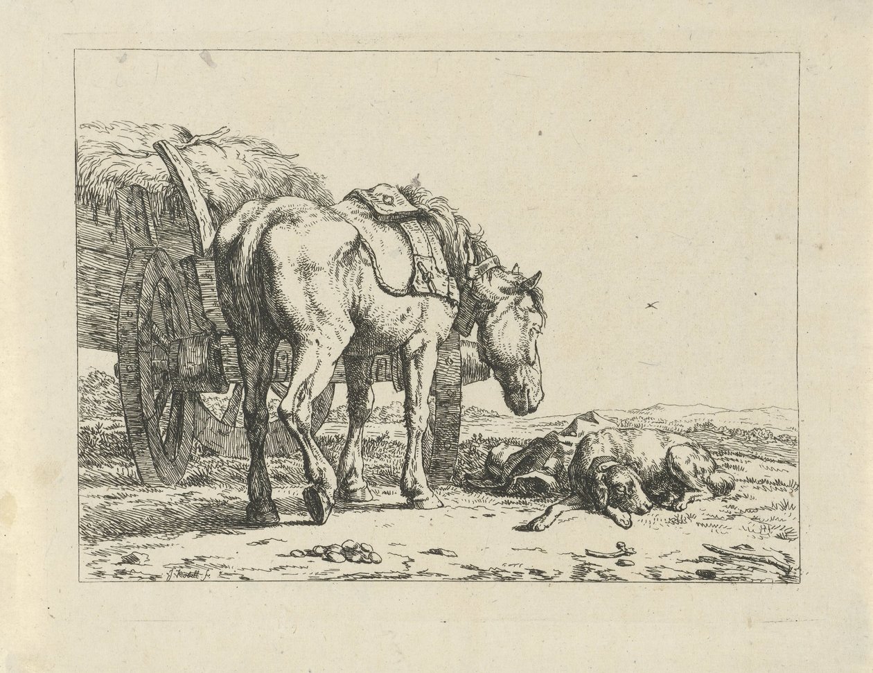 Hest og hund hos en høstmand af Jan Kobell (II)