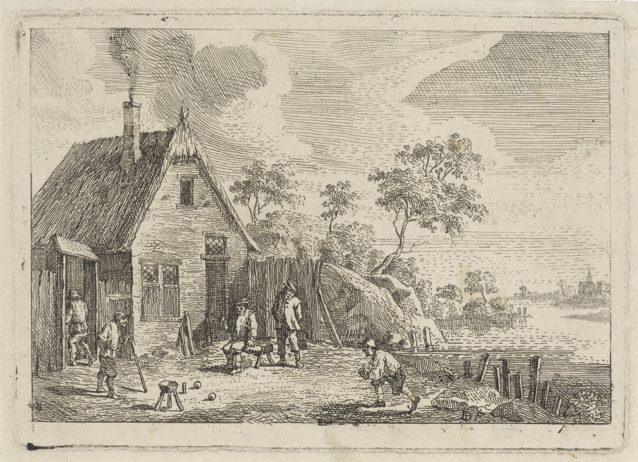 Landmænd spiller boule af Jan Lauwryn Krafft (I) (possibly)