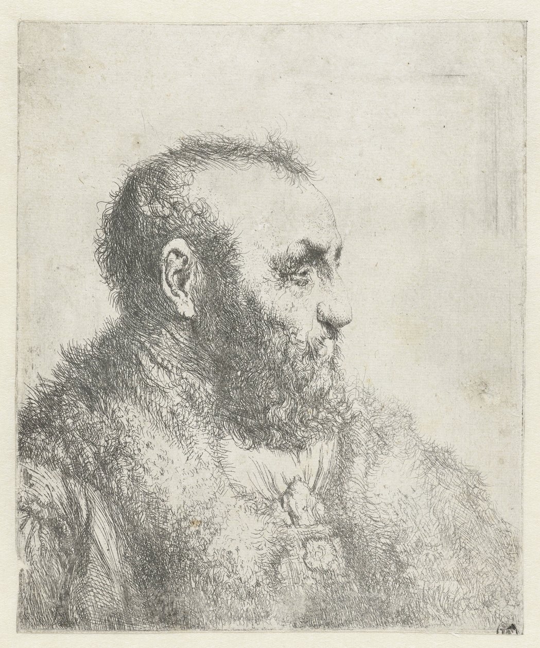 Buste af en gammel mand med pels af Jan Lievens