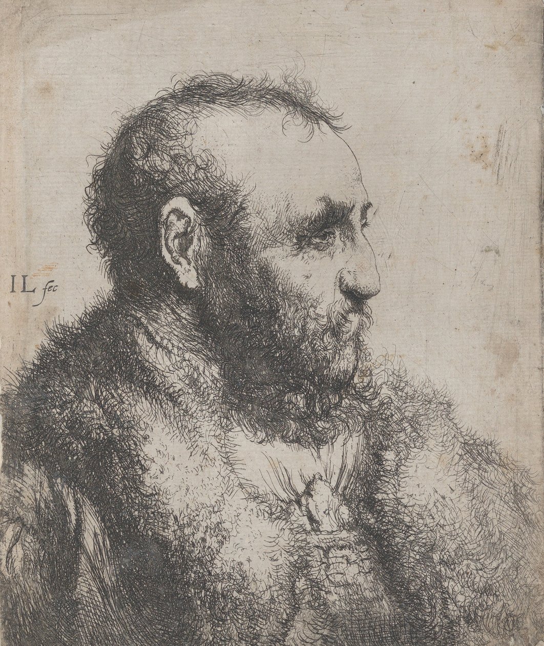 Buste af en gammel mand med pelskrave, 1600-tallet. af Jan Lievens