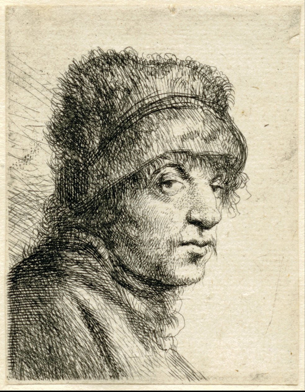 Hovedet af en mand med hat Variae Effigies a Joanne Livio (serietitel) af Jan Lievens