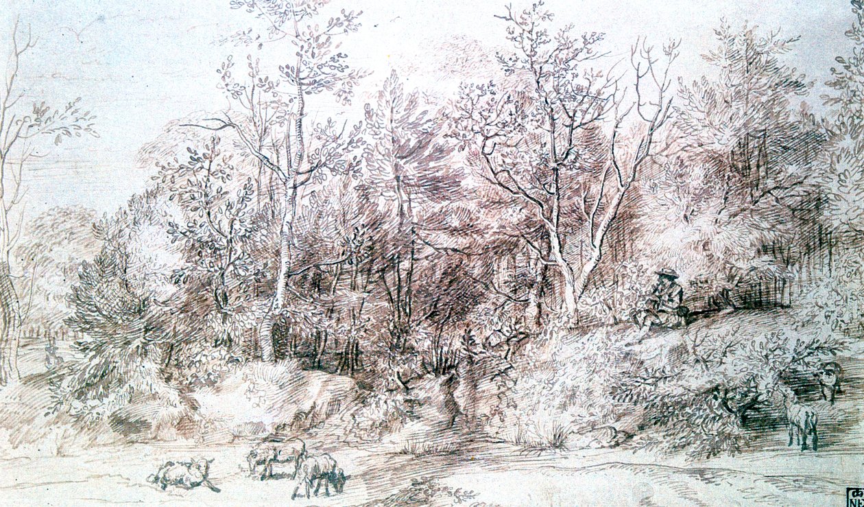 Landskab med person, der spiller fløjte, c1627-1674 af Jan Lievens
