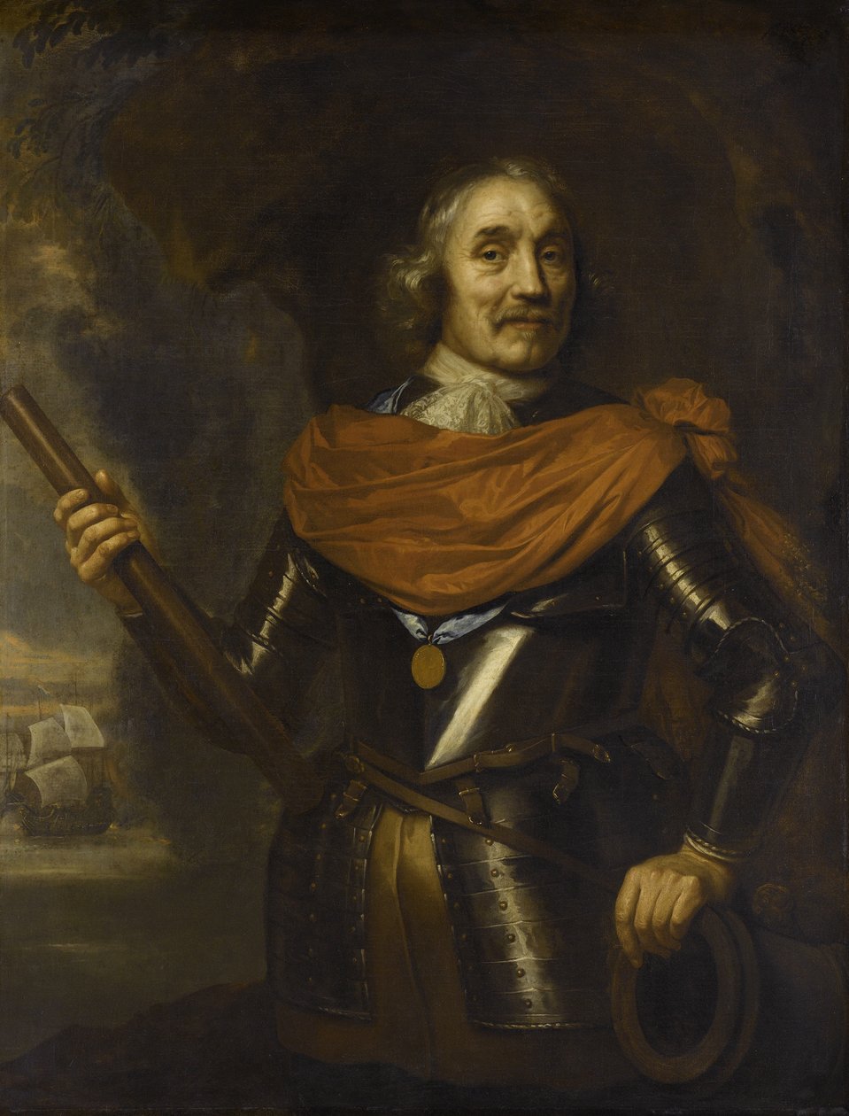 Maarten Harpertszoon Tromp 1597-1653, hollandsk admiral, 1653 af Jan Lievens