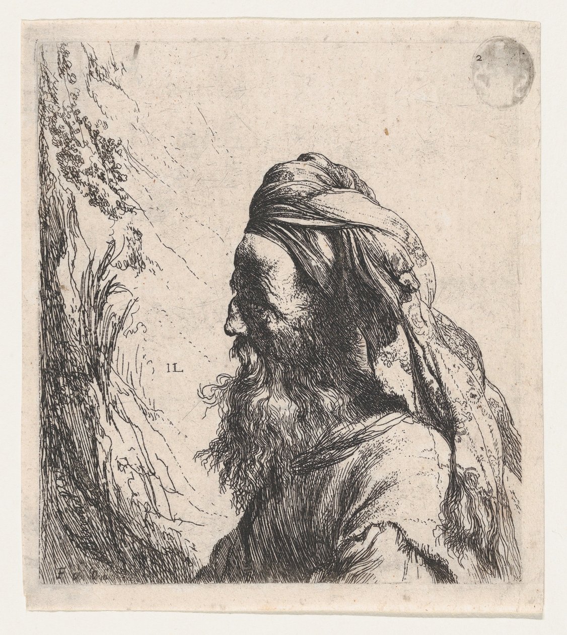 Mand med turban vendt mod venstre af Jan Lievens