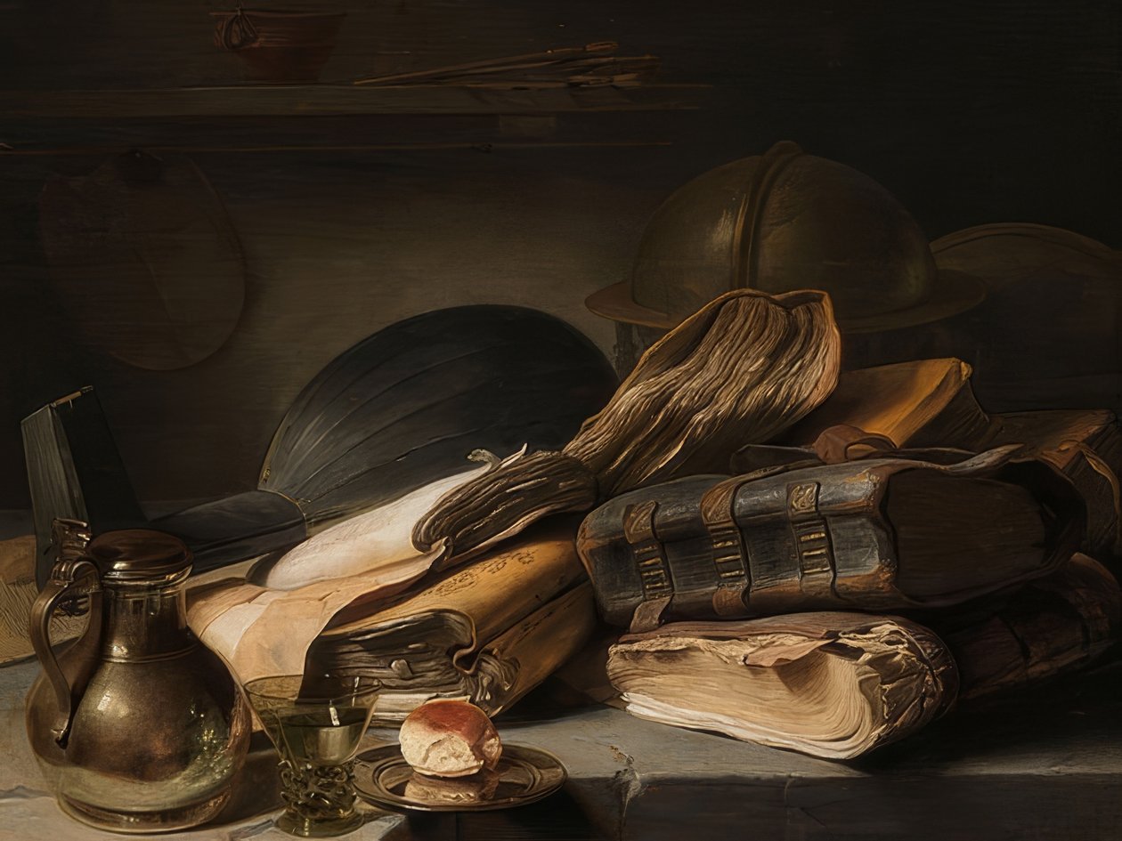 Stilleben med bøger. Omkring 1627-28 af Jan Lievens