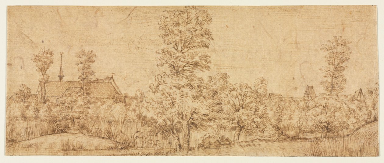 Træer foran en landsby af Jan Lievens