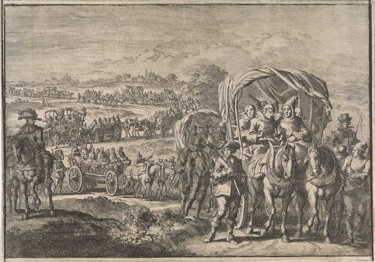 Munke fra Nord-Brabant flygter til Antwerpen, 1637 af Jan Luyken (attributed to)