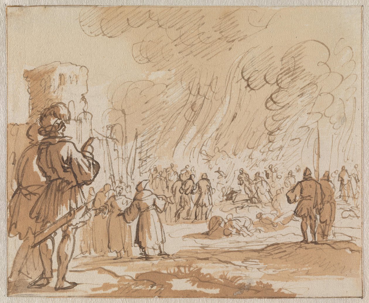 180 katarer eller albigensere blev brændt uden for Minerve i 1210 af Jan Luyken