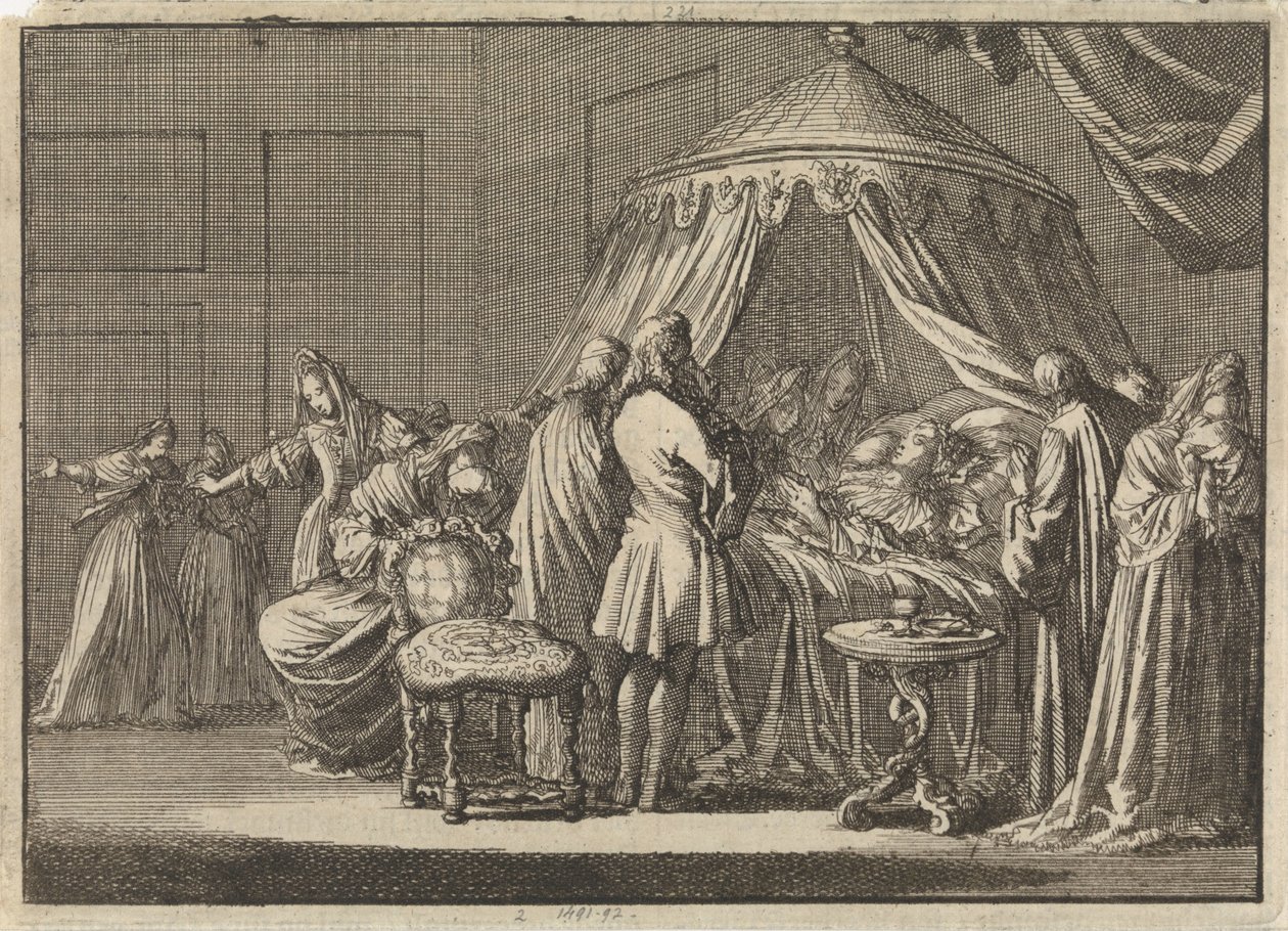 Død af Mary II Stuart, dronning af England, 1695 af Jan Luyken