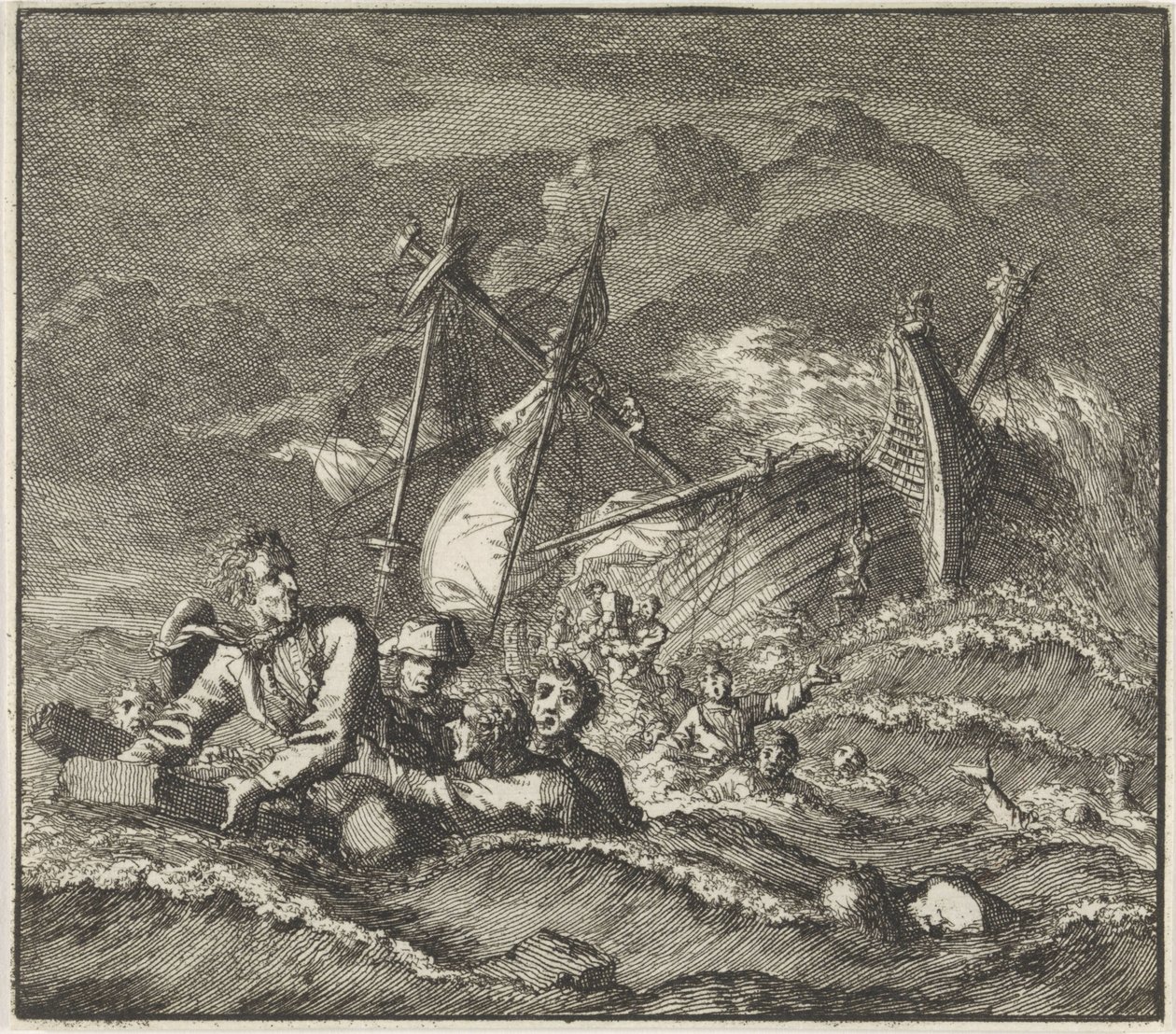 Emblem: skibbrud Forlis med druknende mennesker af Jan Luyken
