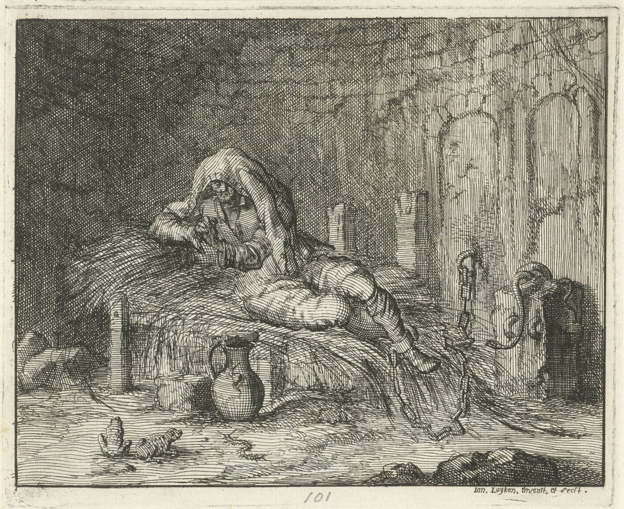 Georg Wanger i fængslet i Bressanone, 1591 af Jan Luyken