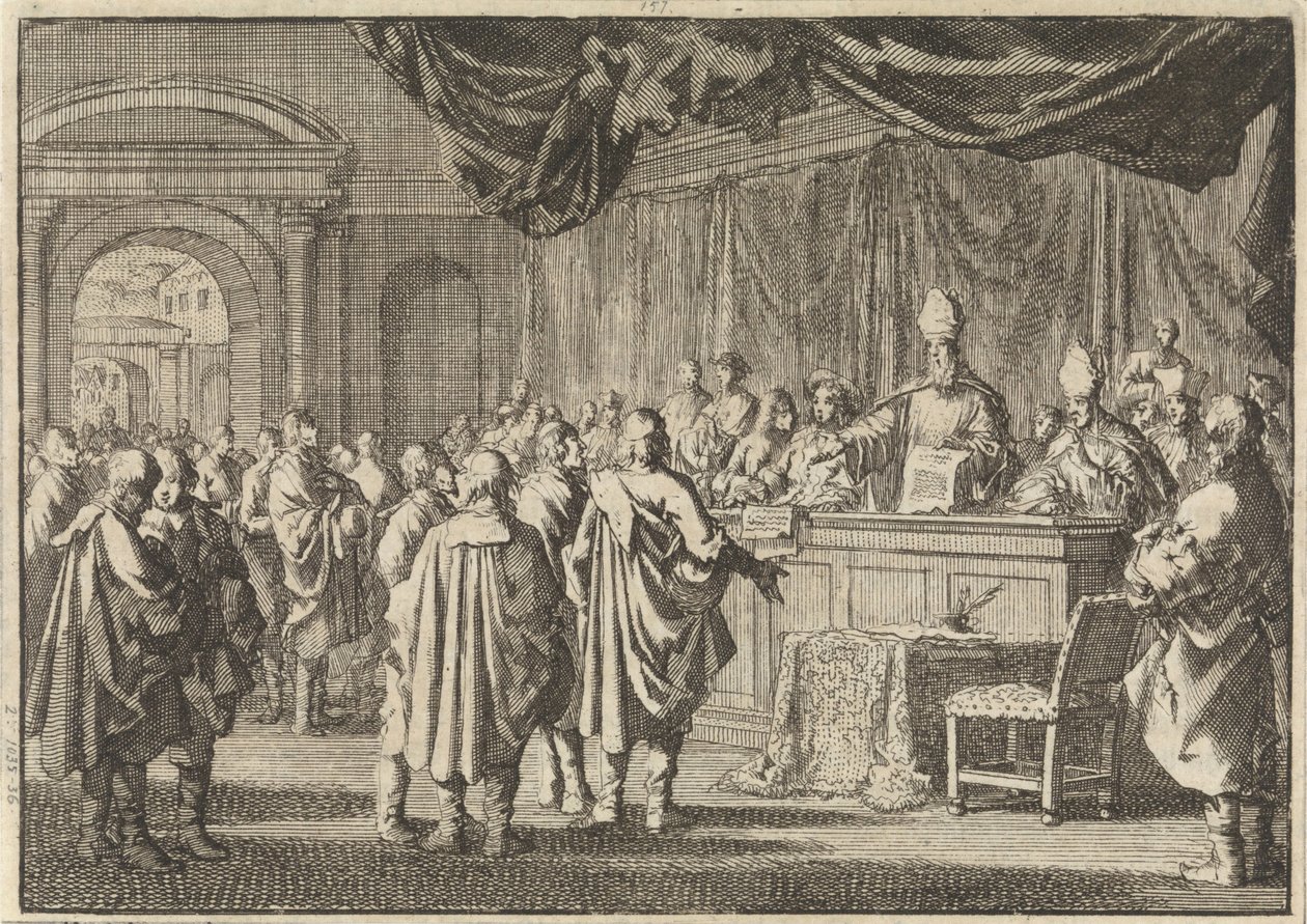 Reformeret i Ungarn for en domstol af biskopper og andre romanister, 1670 af Jan Luyken