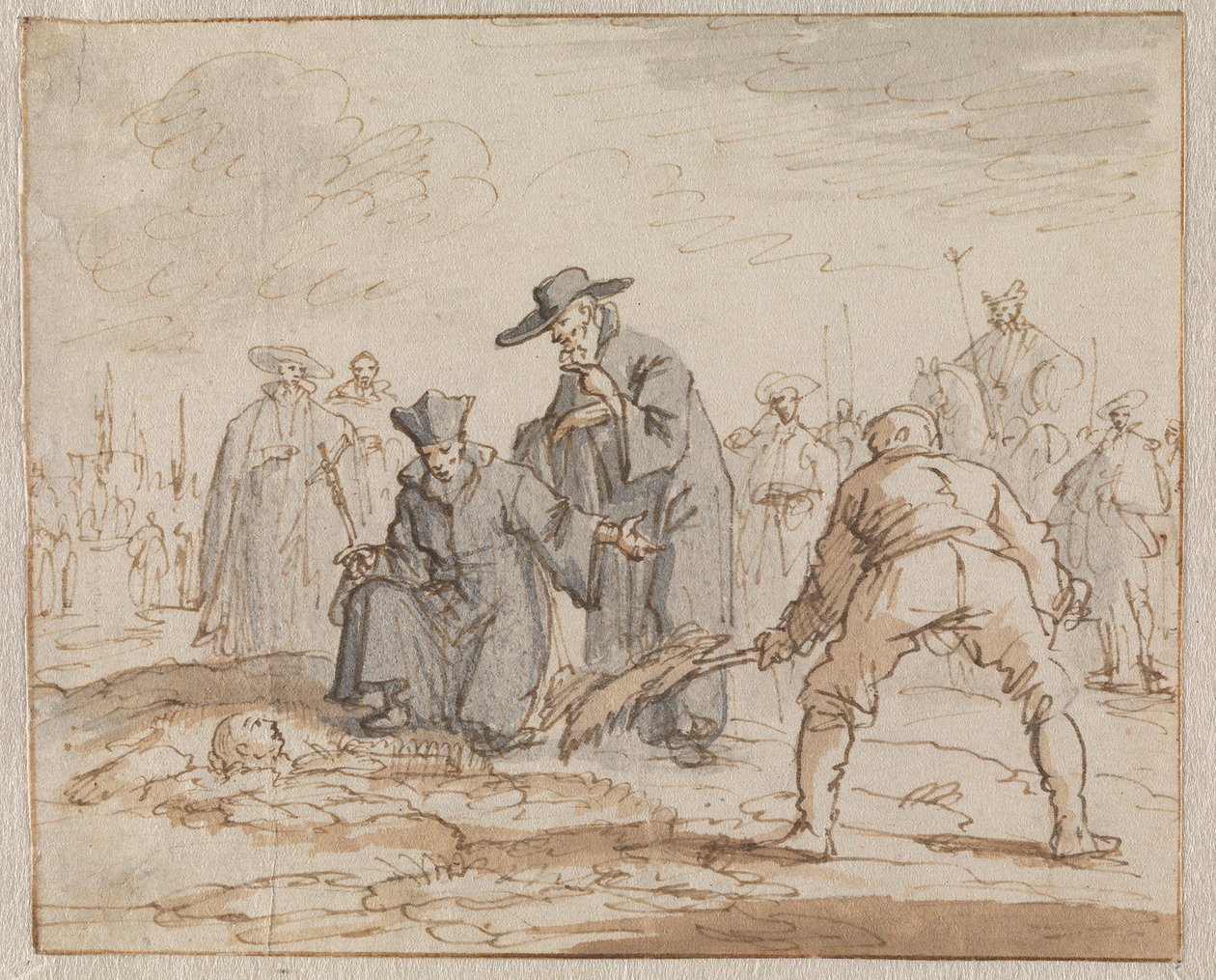 Anneke van den Hoves levende begravelse i Bruxelles, 1591 af Jan Luyken