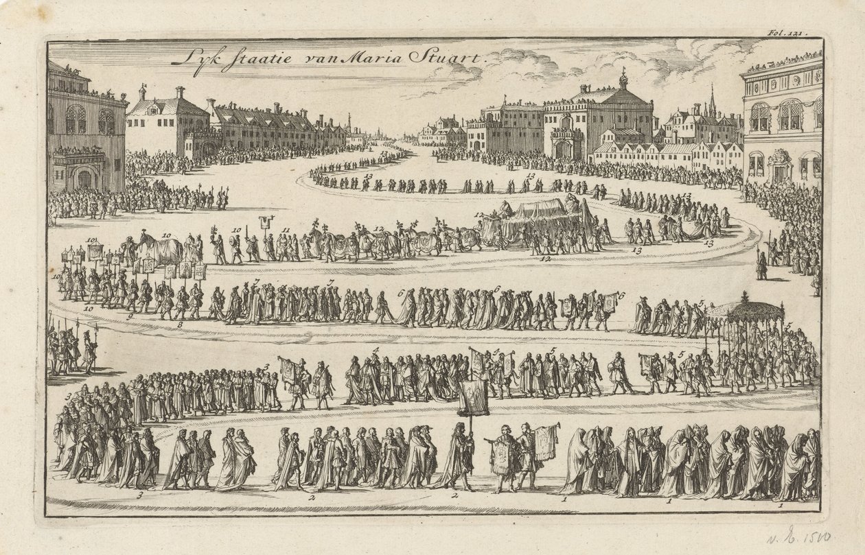 Begravelse af dronning Mary II Stuart, 1695 Lyk-staten Mary Stuart (titel på objekt) af Jan Luyken
