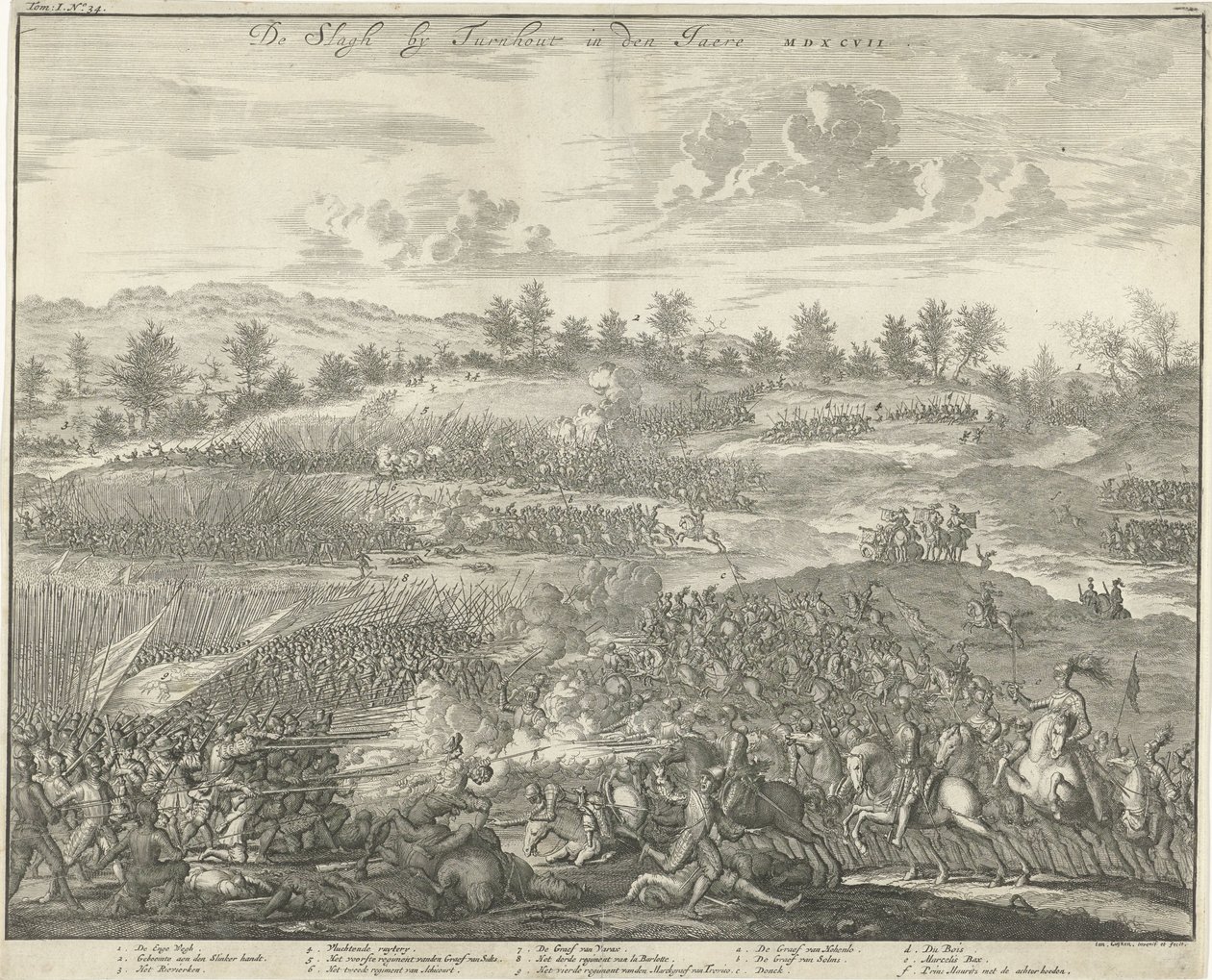 Slaget ved Turnhout, 1597 De Slagh af Turnhout i den Jaere MDXCVII (titel på objekt) af Jan Luyken