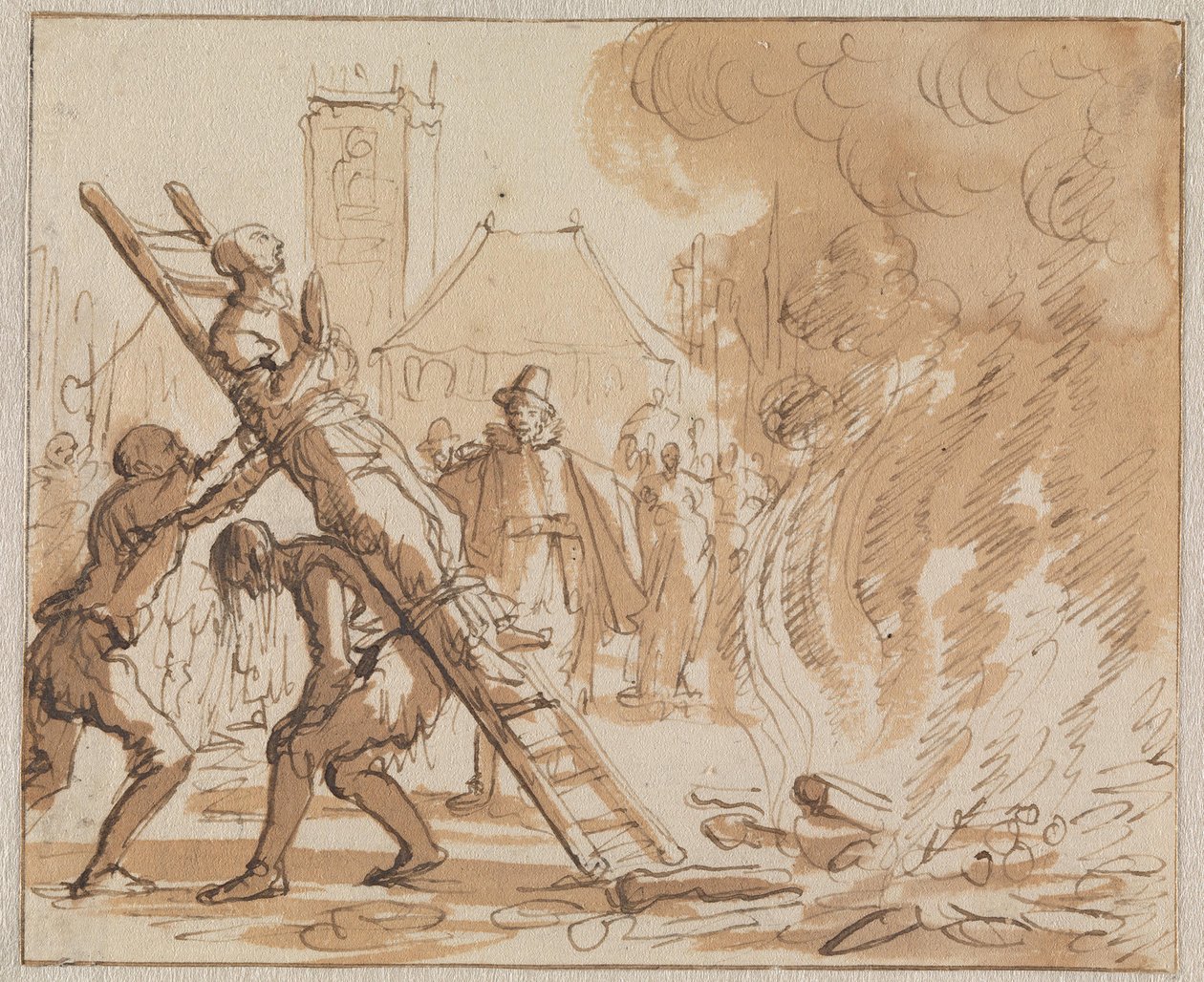 Henrettelsen af Anneken Heyndriks på Dam-pladsen i Amsterdam i 1571 af Jan Luyken
