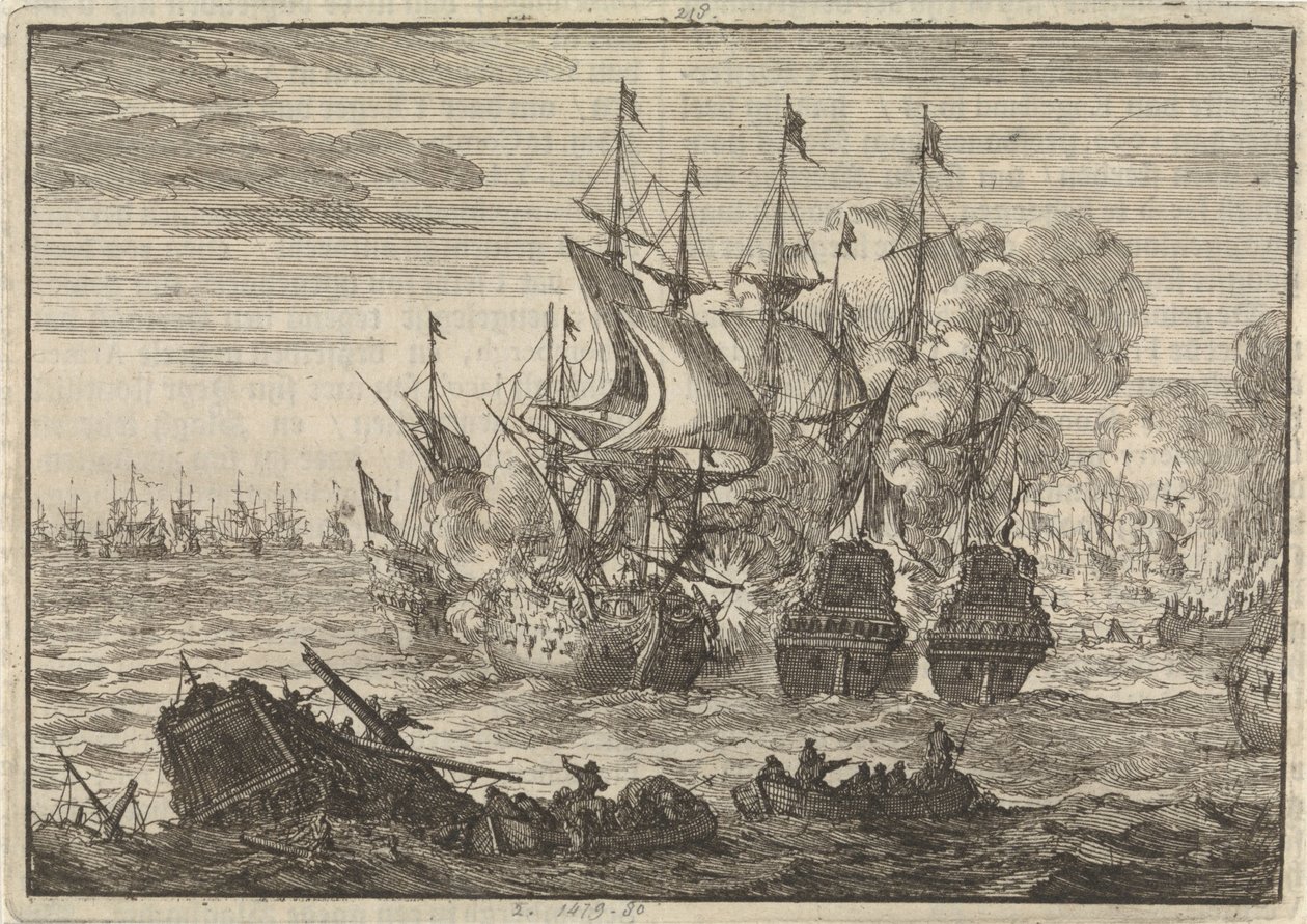 Slaget ved Beachy Head, 1690 af Jan Luyken