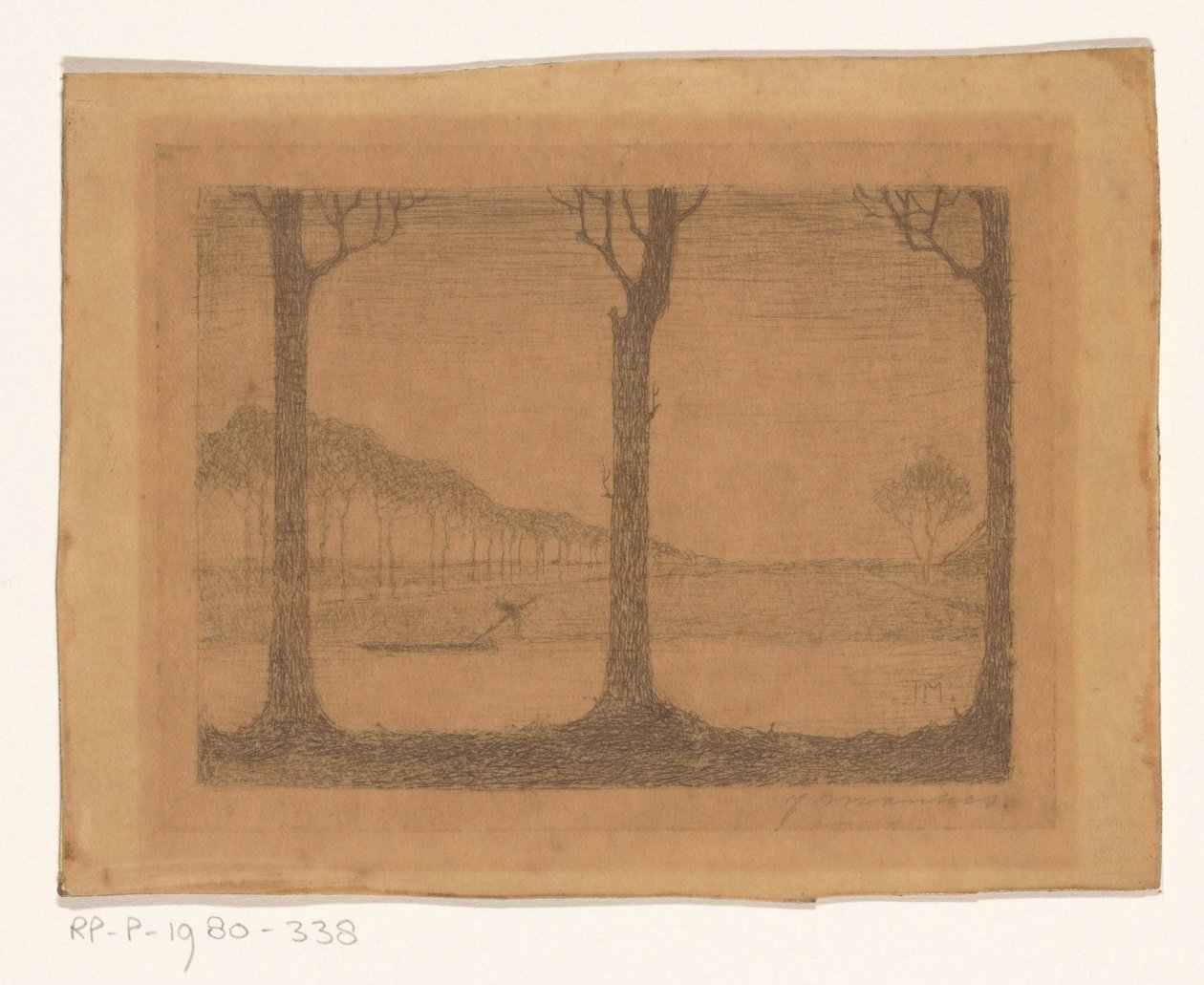 Træer langs kanalen ved Woudsterweg af Jan Mankes (signed by artist)