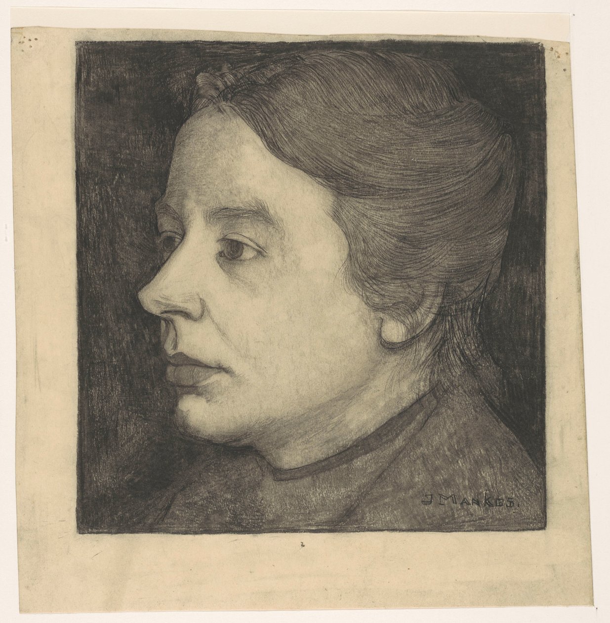 Portræt af Anne Mankes-Zernike af Jan Mankes (signed by artist)