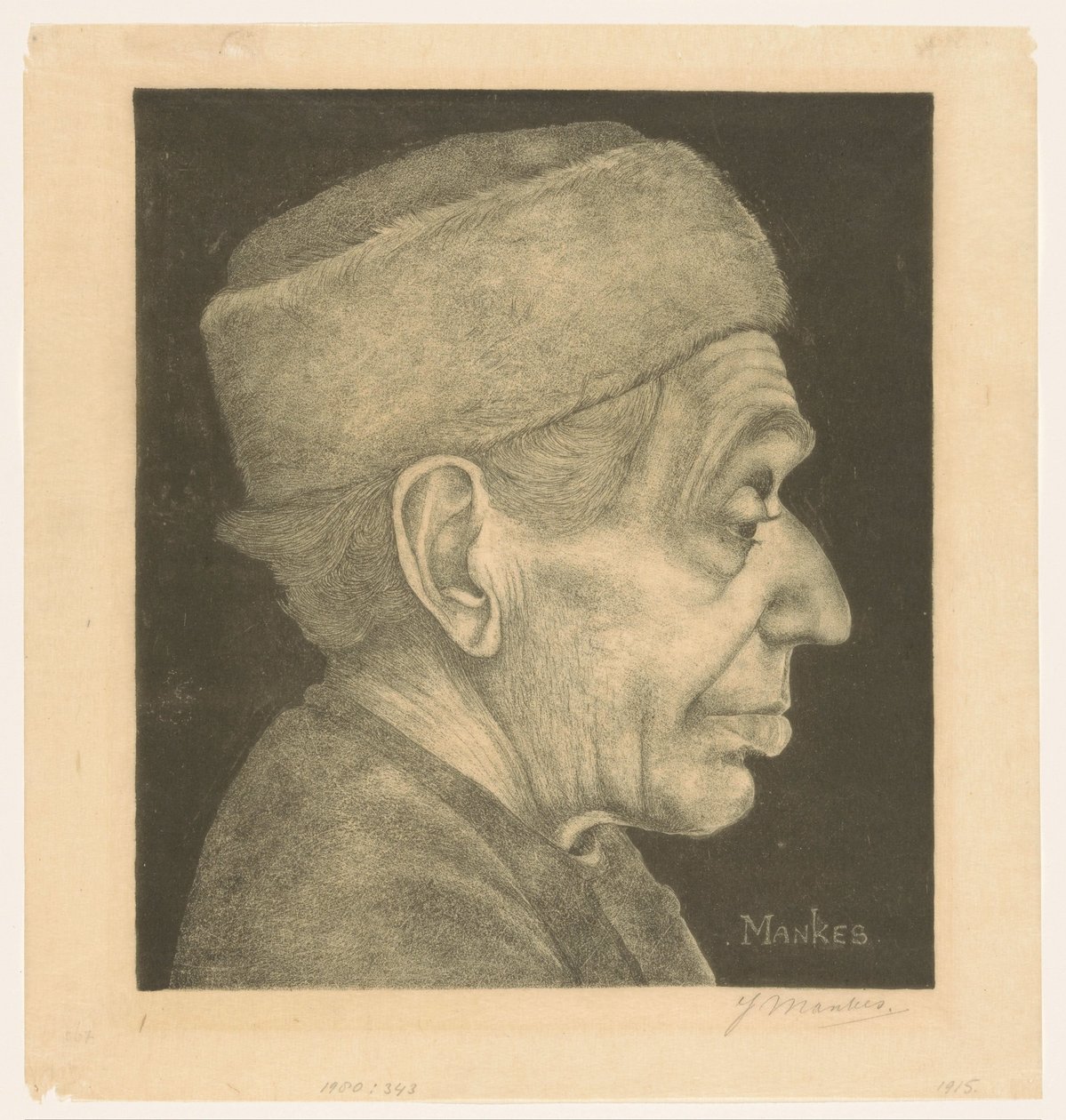Portræt af Douwe med hat af Jan Mankes (signed by artist)