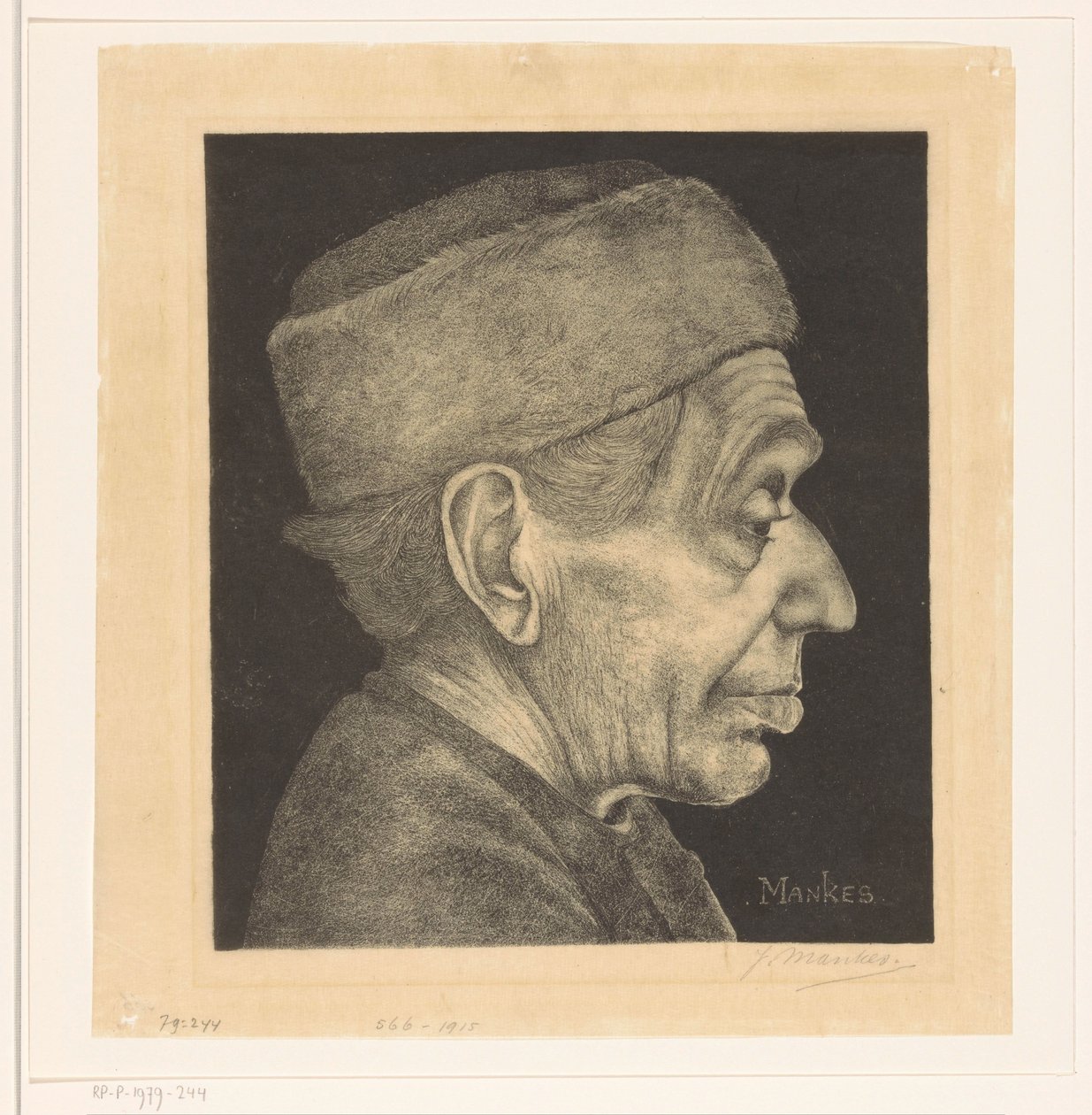 Portræt af Douwe med hat af Jan Mankes (signed by artist)