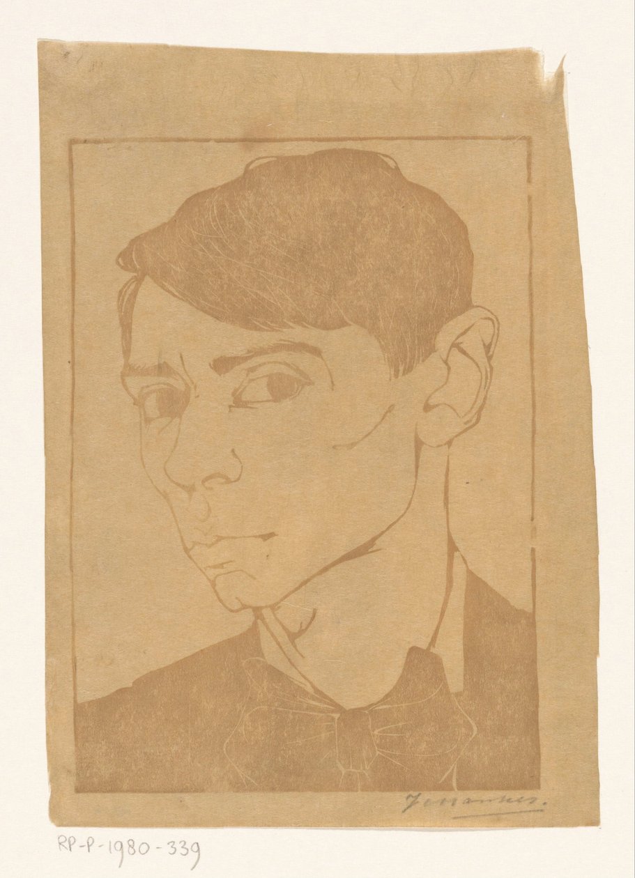 Selvportræt med butterfly af Jan Mankes (signed by artist)