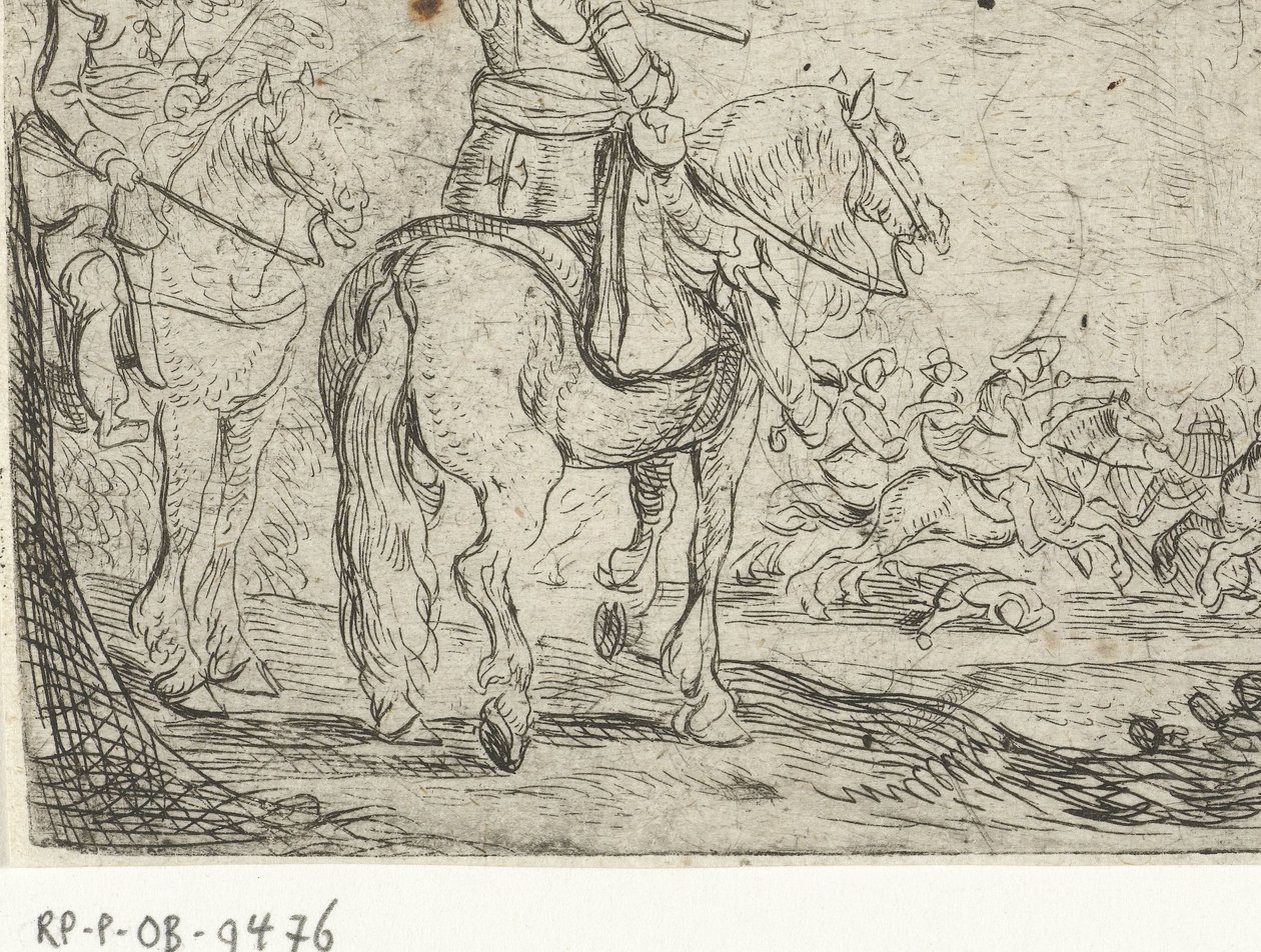 To ryttere i kavalerikamp Cavalry Battles (serietitel) af Jan Martszen de Jonge
