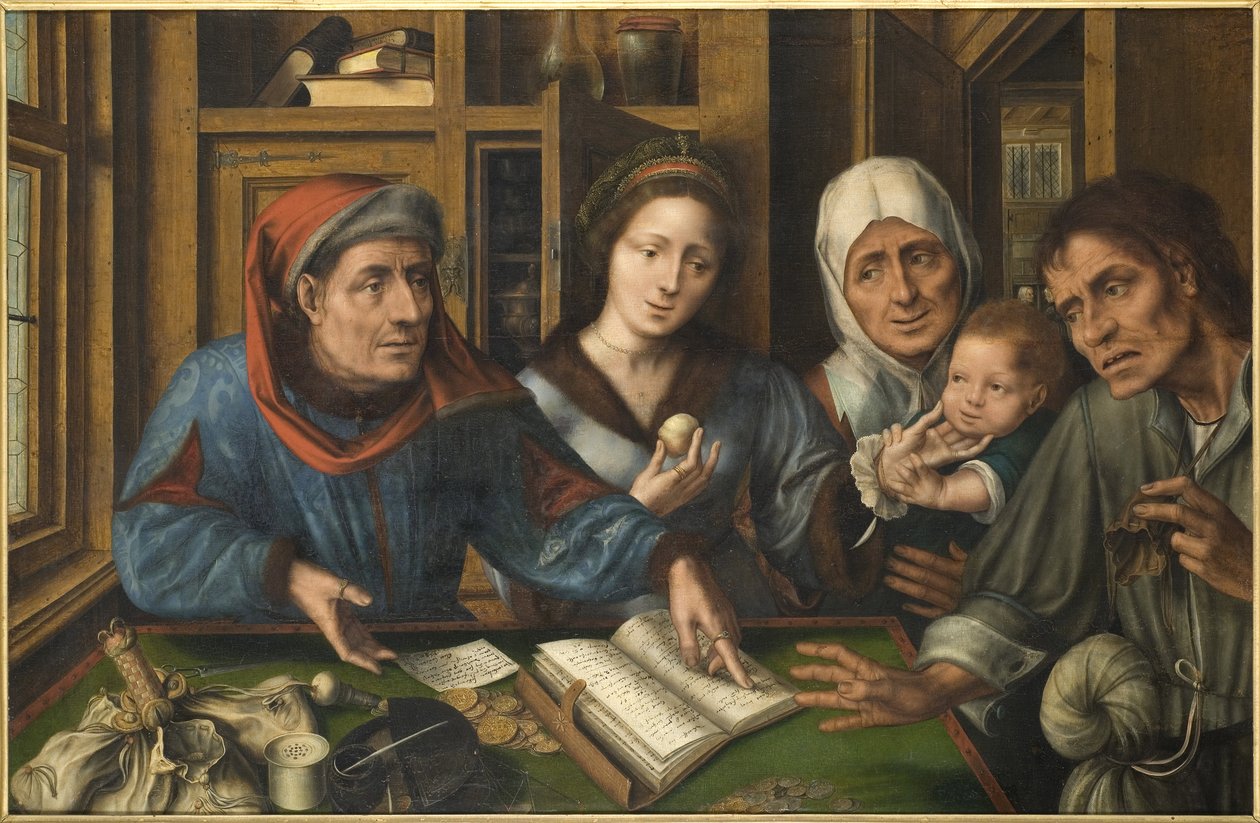 Betalingen af ​​tienden (skatteopkræveren) - Tiende, af Massys (Matsys), Jan (1510-1575). olie på træ af Jan Massys