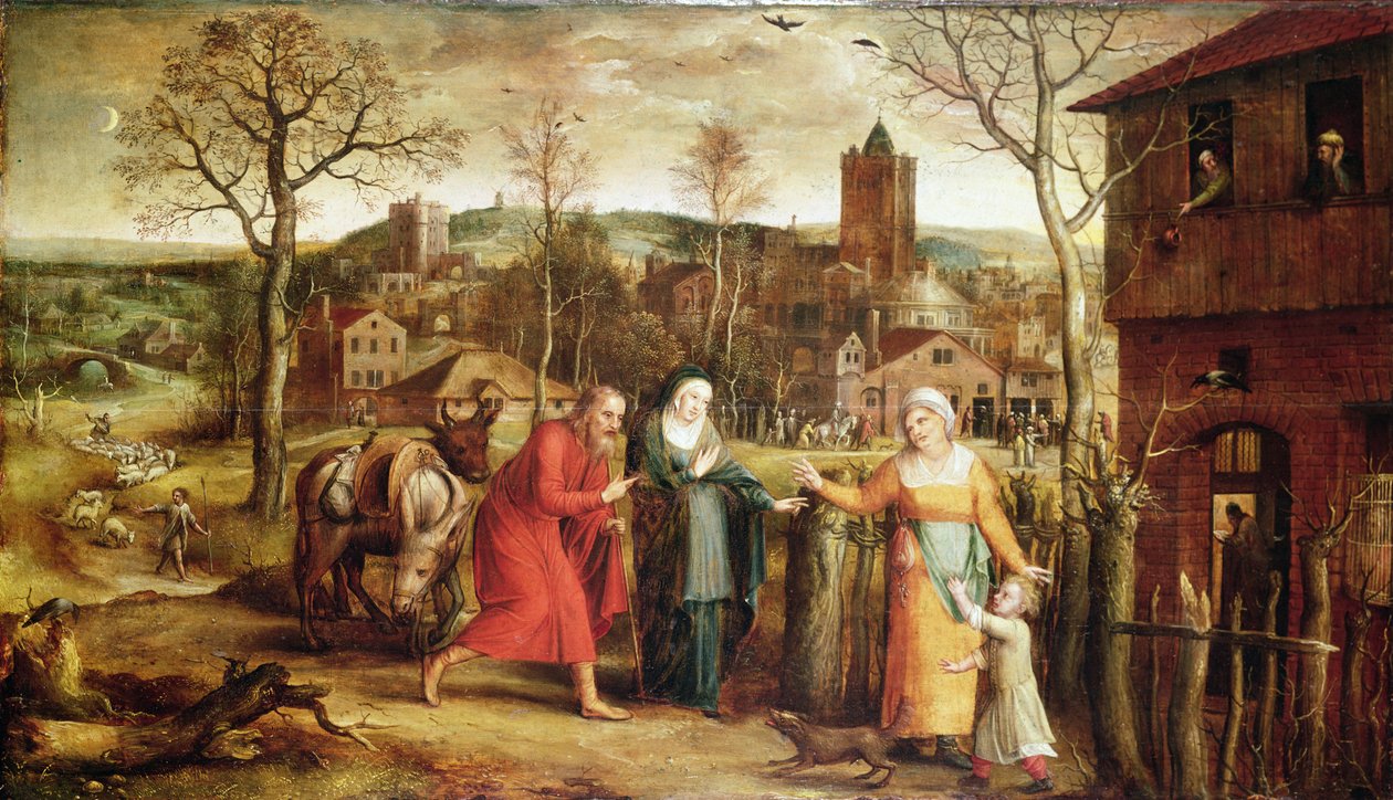Den hellige familie vendte sig væk fra kroen, 1500-tallet af Jan Massys or Metsys