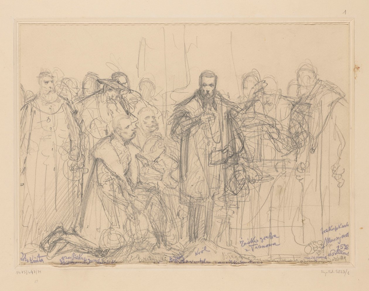 Zygmunt Augusts bøn om at forlade Barbara, konceptskitse af Jan Matejko