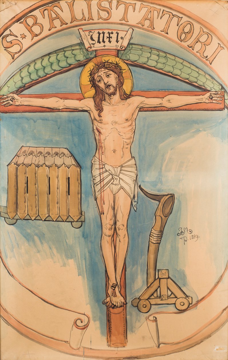 Karton til polykromien i Mariakirken - Bueskytternes emblem af Jan Matejko