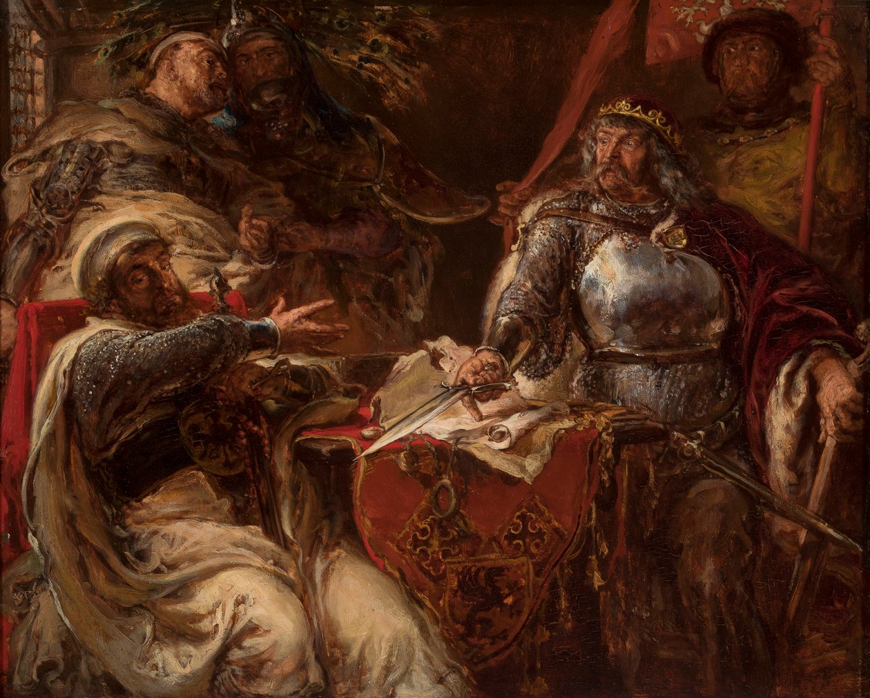 Kong Władysław Łokietek afbryder forhandlingerne med Den Tyske Orden af Jan Matejko