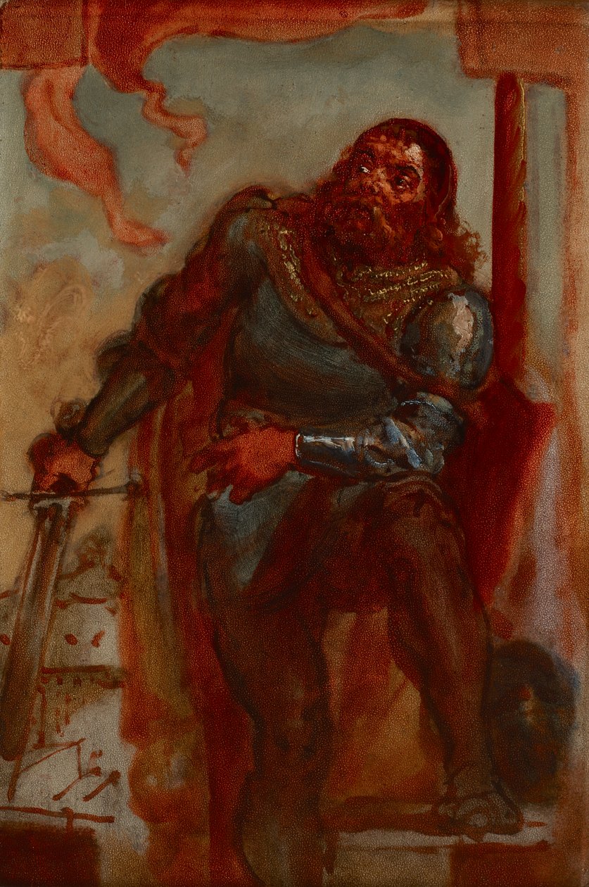 Skitse til maleriet „Wacław Wilczek under forsvaret af benediktinerklostret i Trzebice i Mähren i 1468 mod Matthias Corvinus“ af Jan Matejko