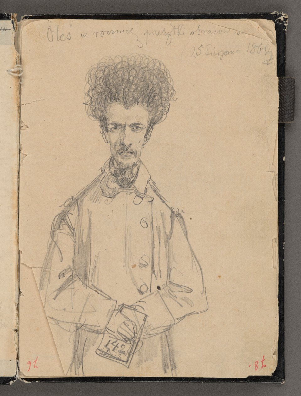 Jan Matejkos skitsebog fra årene 1861-1863. Enkeltsidet tegning. Bagside: Aleksander Gryglewski (¾ figur). af Jan Matejko