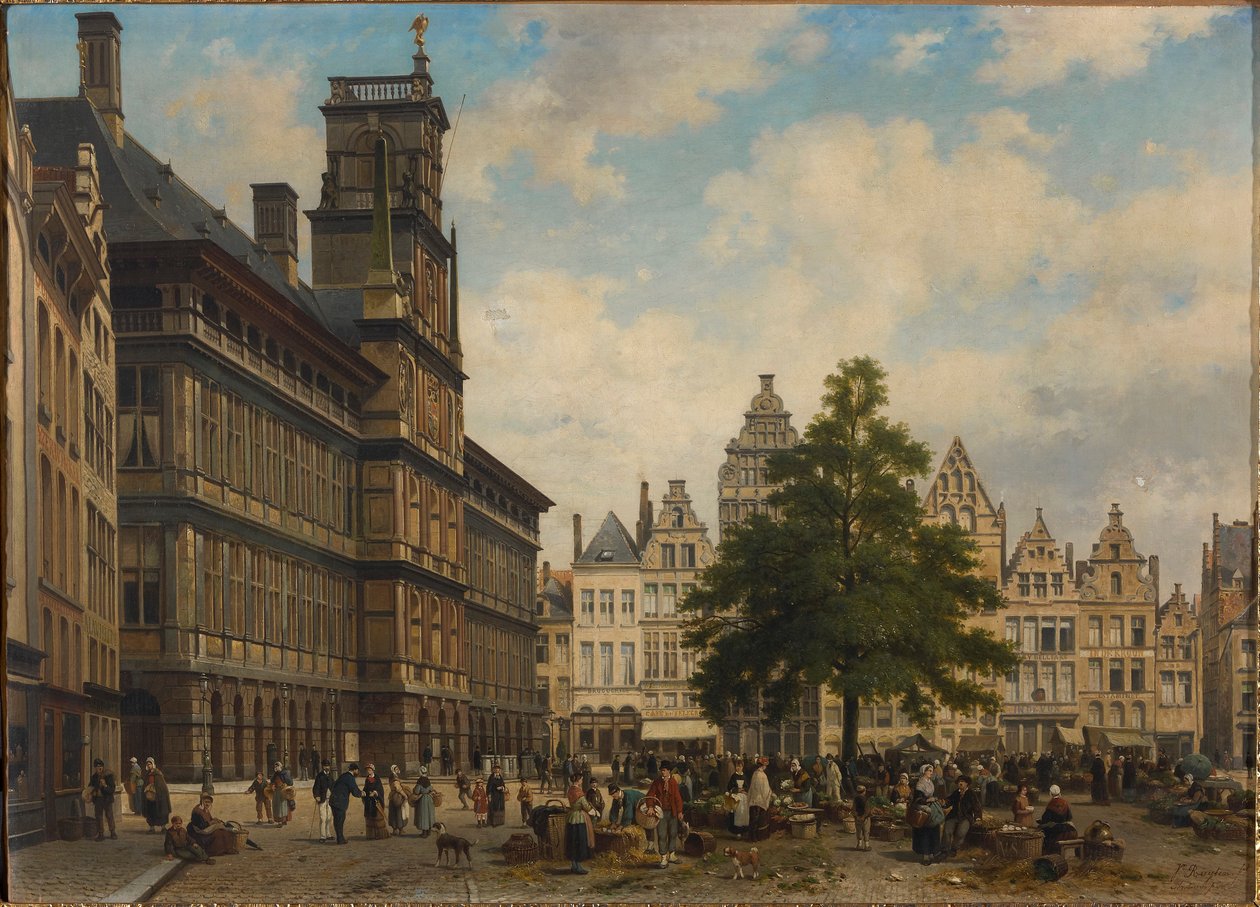 Grote Markt med frihedstræet, 1875. af Jan Michiel Ruyten