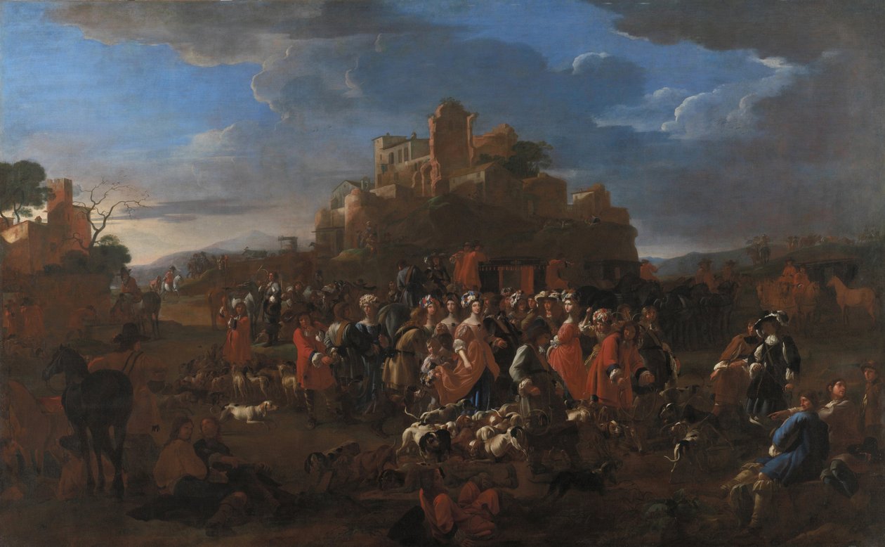 Charles Emmanuel II, hertug af Savoyen og Françoise Madeleine dOrléans med kongeligt hof af Jan Miel
