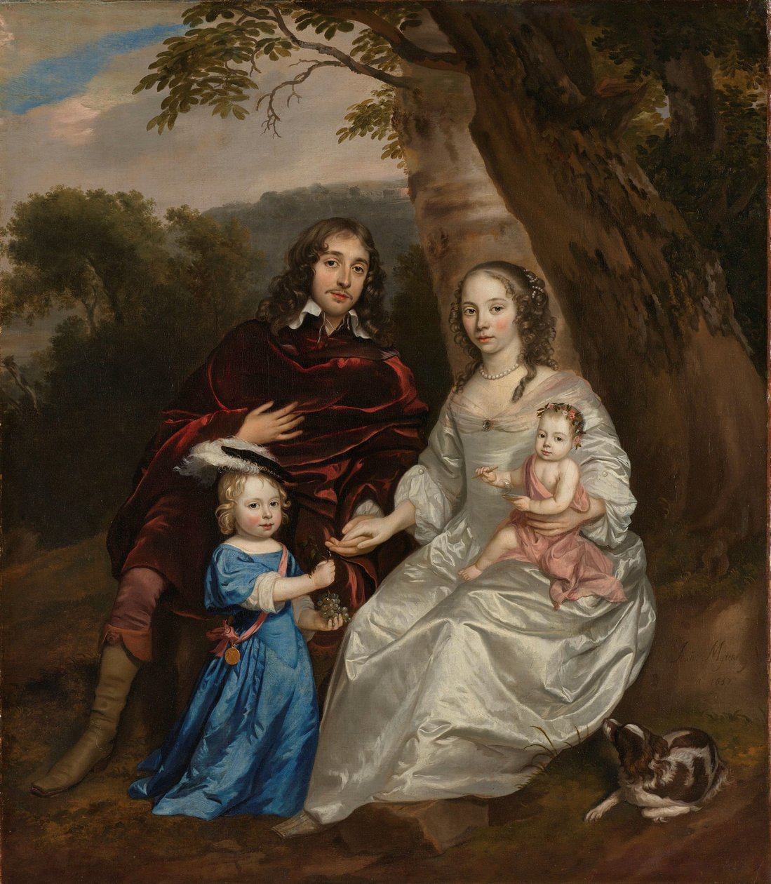 Govert van Slingelandt (1623-90), Lord of Dubbeldam. Med sin første kone Christina van Beveren og deres to sønner af Jan Mijtens