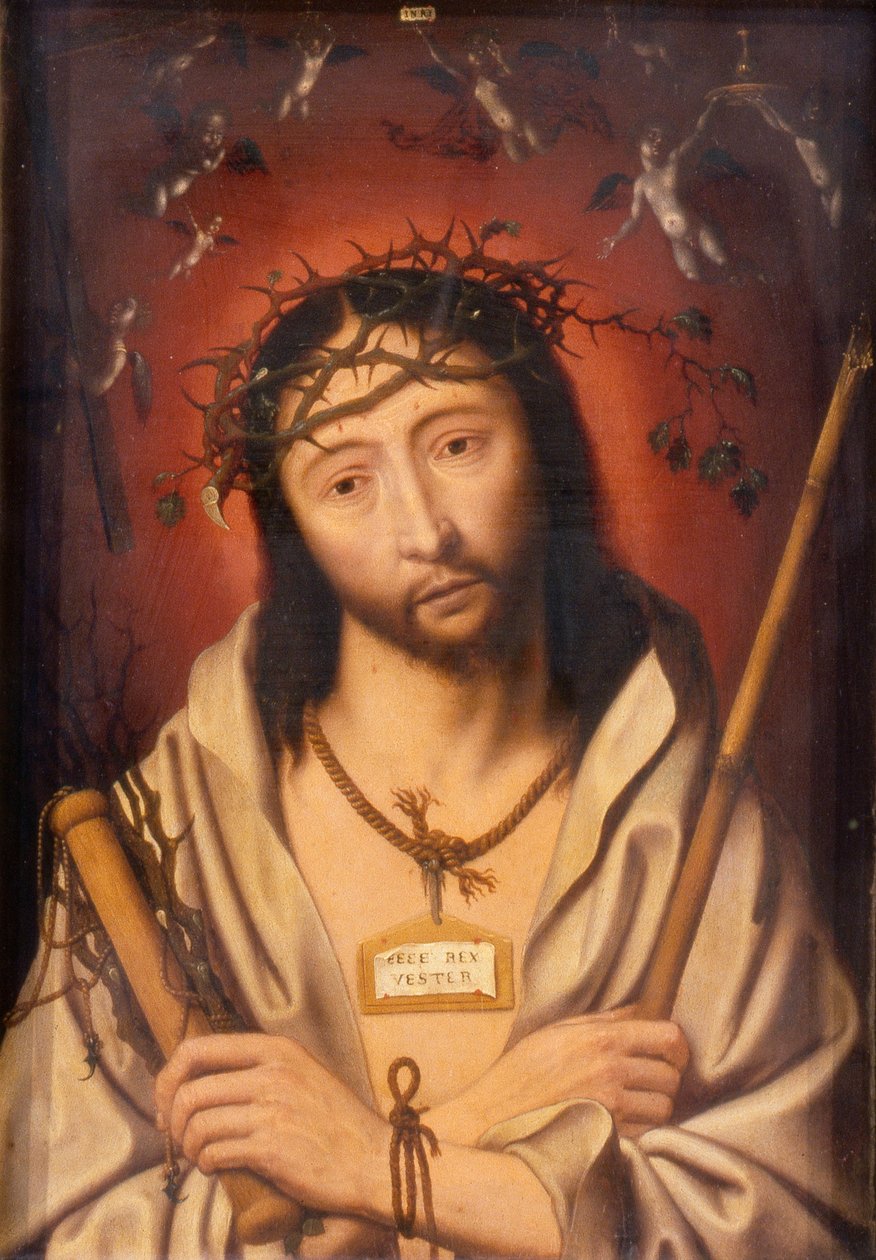 Kristus kronet med torne, eller Ecce Homo, ca. 1525 (olie på panel) af Jan Mostaert