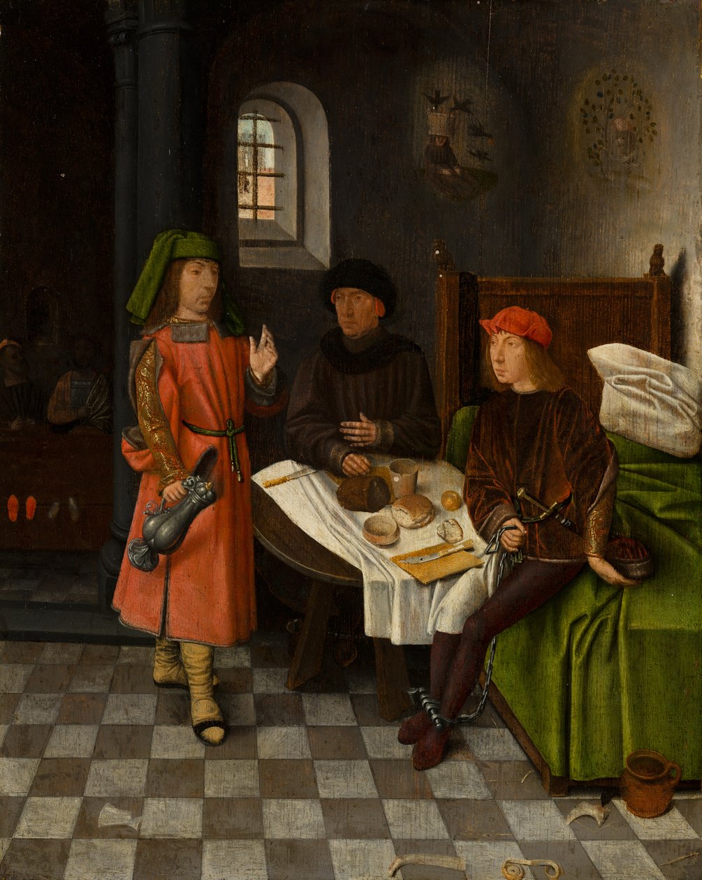 Joseph forklarer bagerens og kumberens drømme, ca. 1500 af Jan Mostaert
