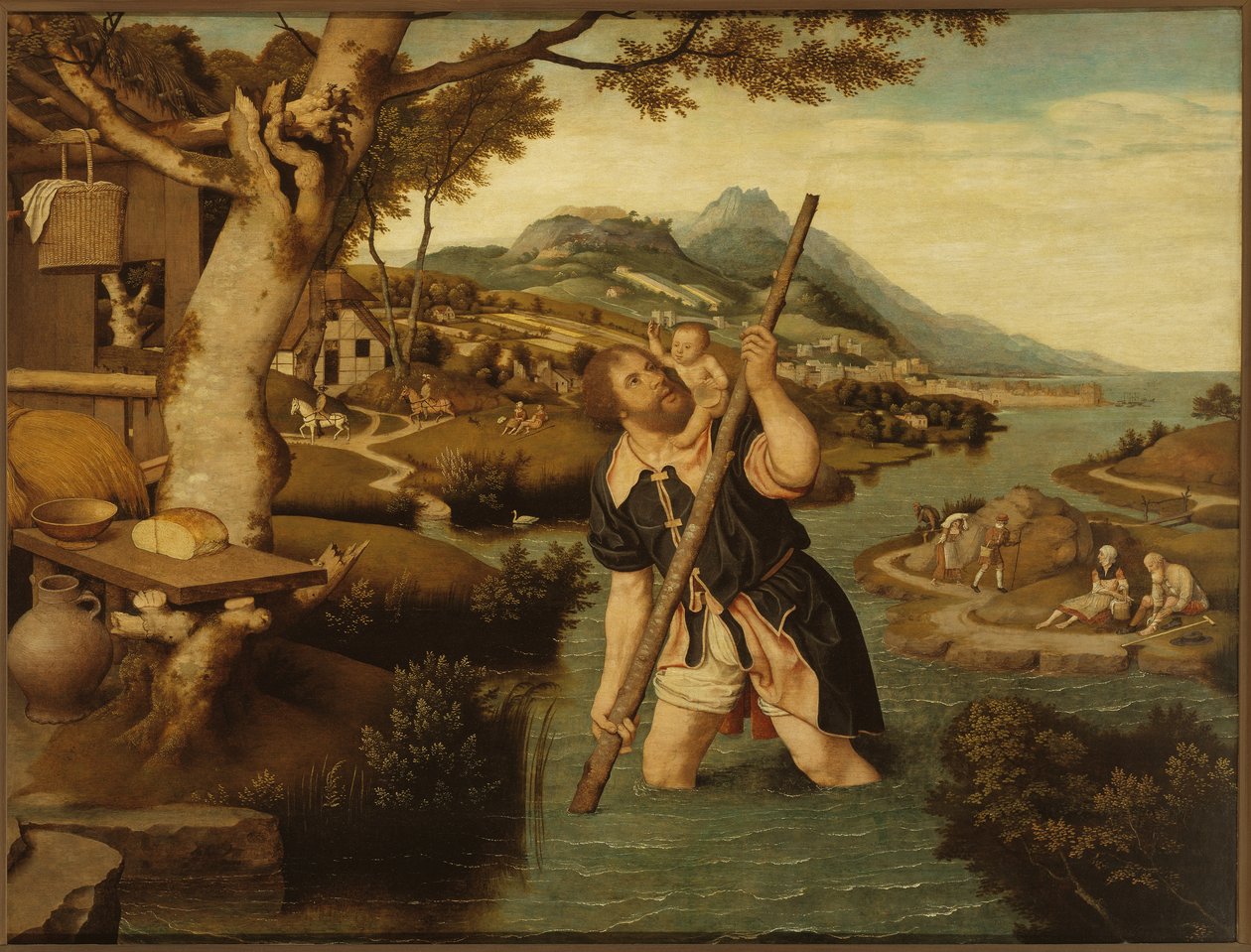 Landskab med Saint Christopher, første halvdel af 1500-tallet.. af Jan Mostaert