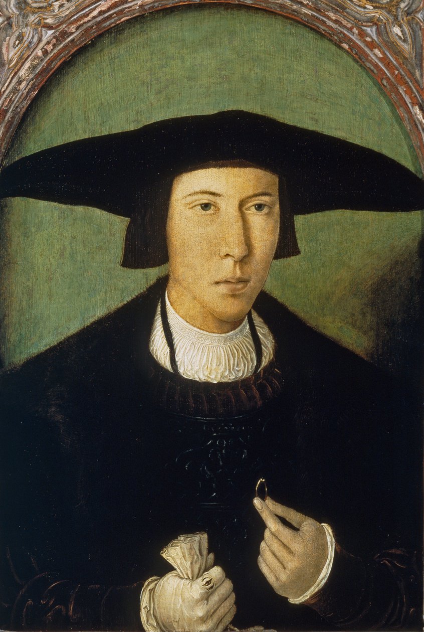 ""Portræt af en ung mand"" (Portræt af en ung mand) Maleri af Jan Mostaert (1472/73-1555/56) ca. 1520 Dim 53x37 cm Museo del Prado, Madrid af Jan Mostaert