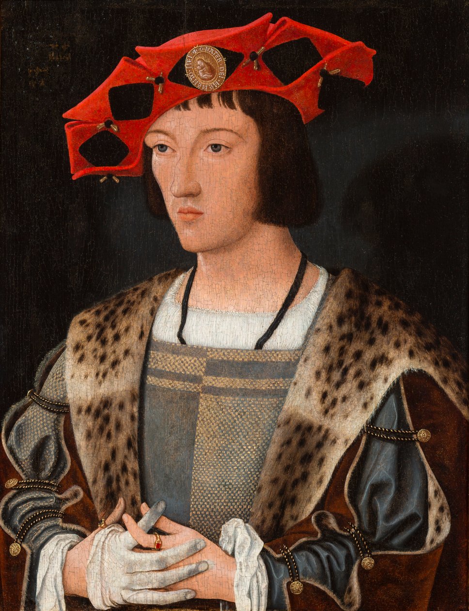 Portræt af en mand, der tager en handske på, ca. 1520 (olie på panel) af Jan Mostaert